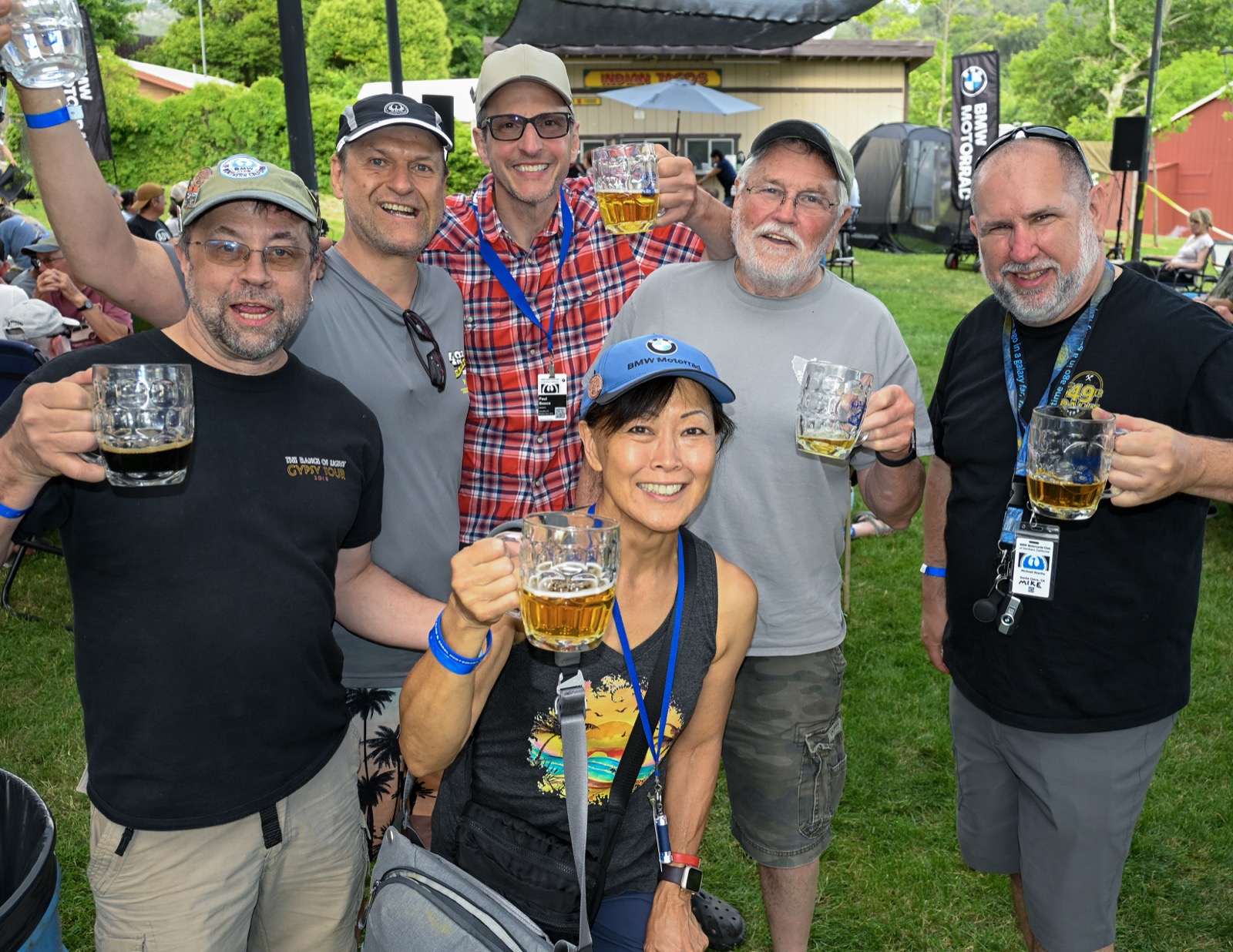 Friends enjoying the beer garden